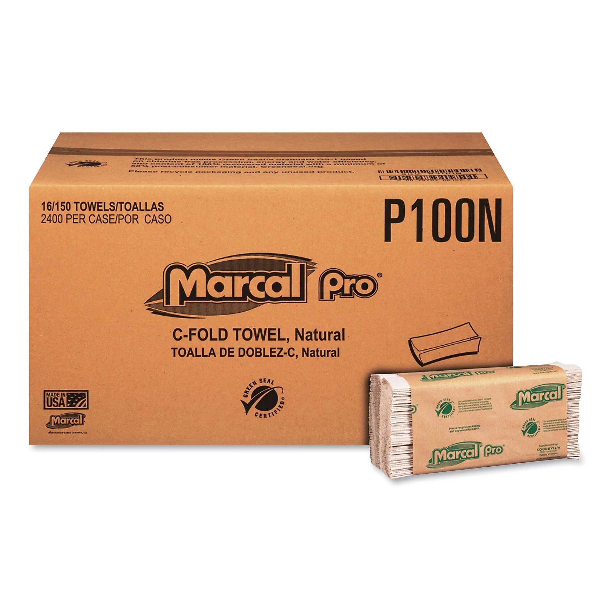 Marcal Folded Paper Towels, 1-Ply, 10 1/8