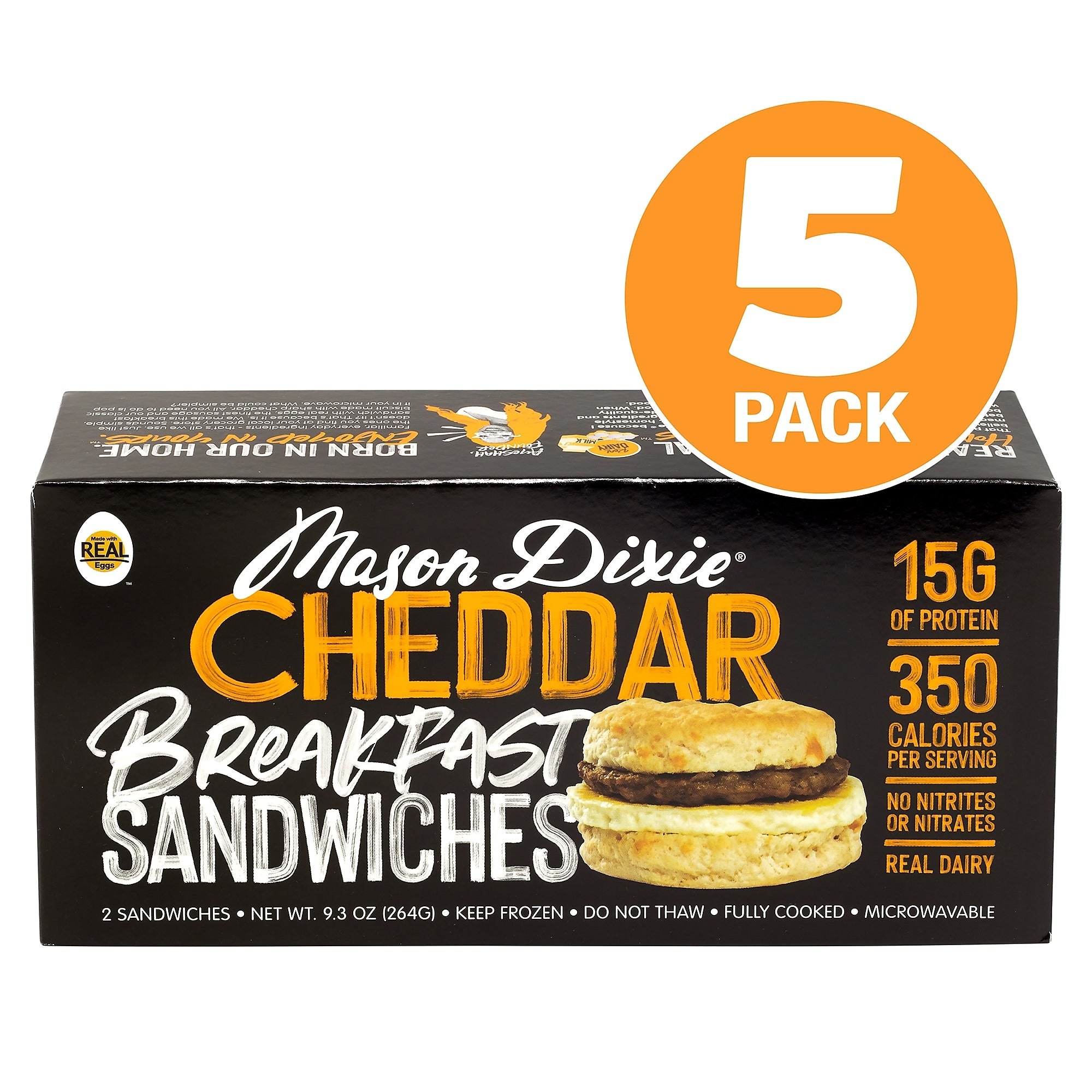 Mason Dixie Cheddar Breakfast Sandwich, 9.3oz, 5/Box