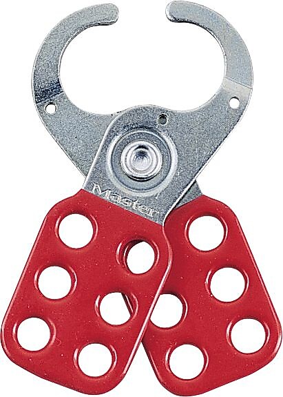 Master Lock® Safety Lockout Hasps, Steel, Red, 1-1/2" Jaw Diameter, Each