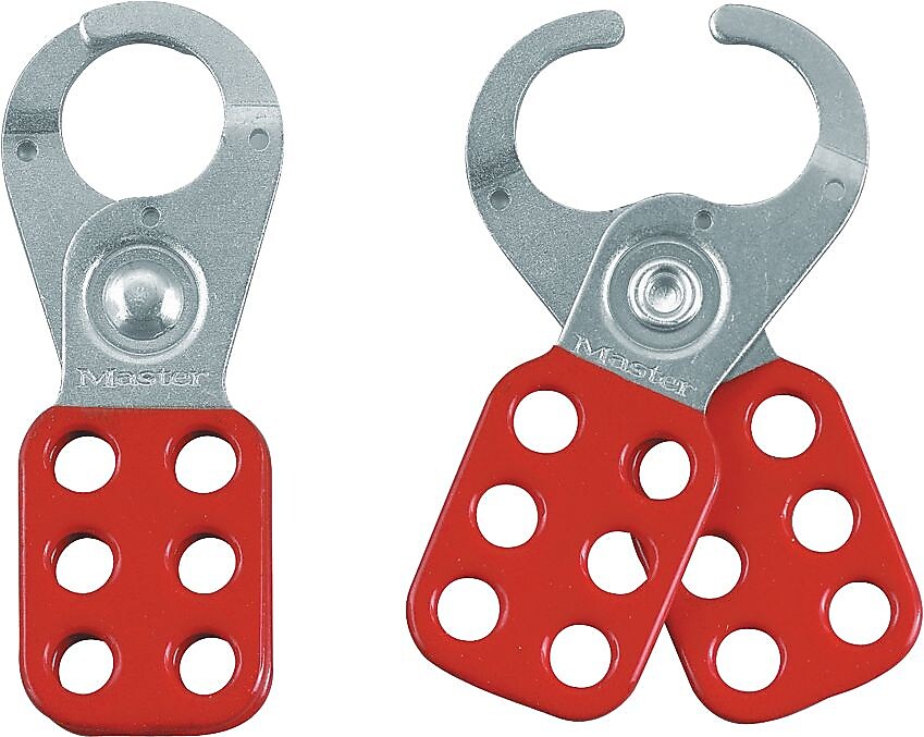 Master Lock® Safety Lockout Hasps, Steel, Red, 1" Jaw Diameter, 1/Each