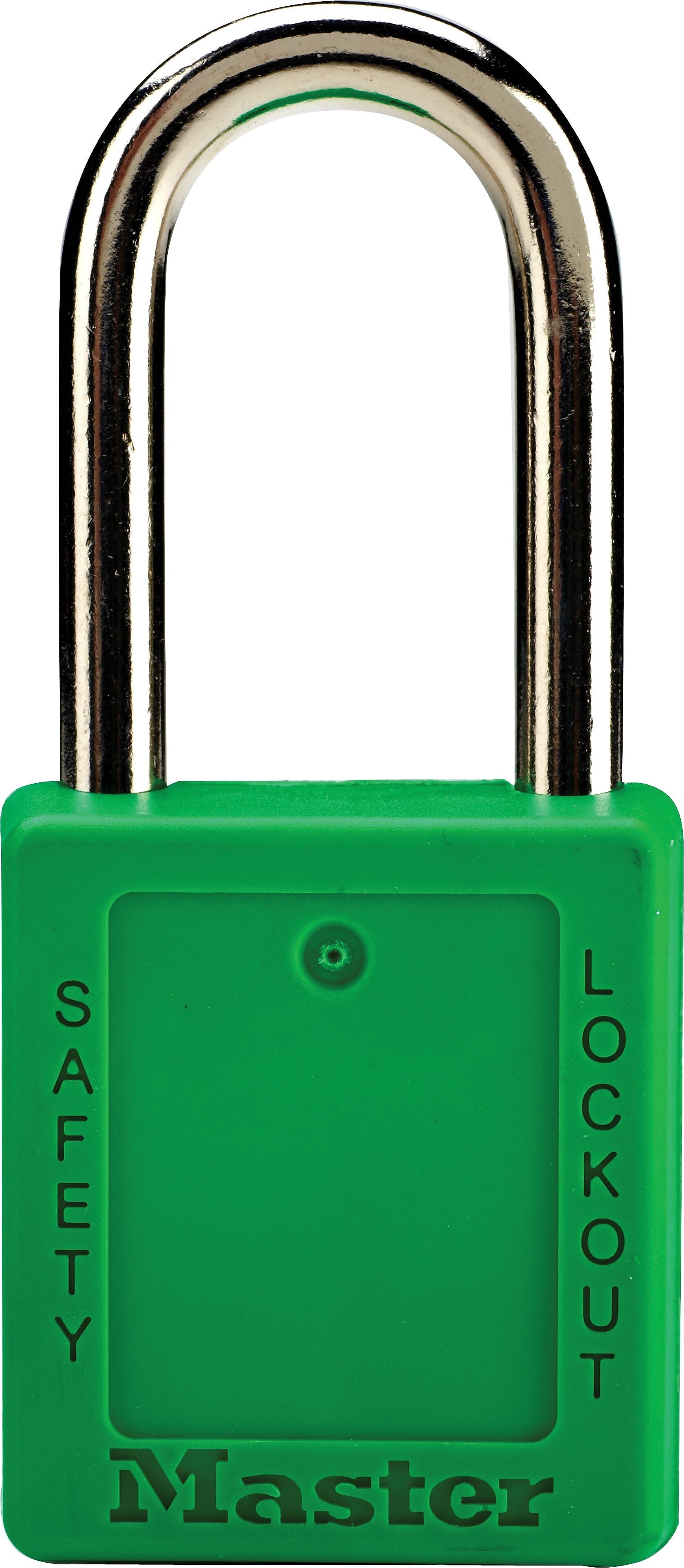 Clean Padlock Master Lock® Safety Tumbler Padlocks, 6 Pin, Xenoy, Green, Keyed Diffe ...