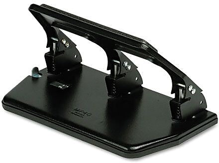 Master® MP40 Heavy-Duty Fixed 3-Hole Punch w/Soft-Touch Padded Handle, 30-Sheet/20 Lb., Black