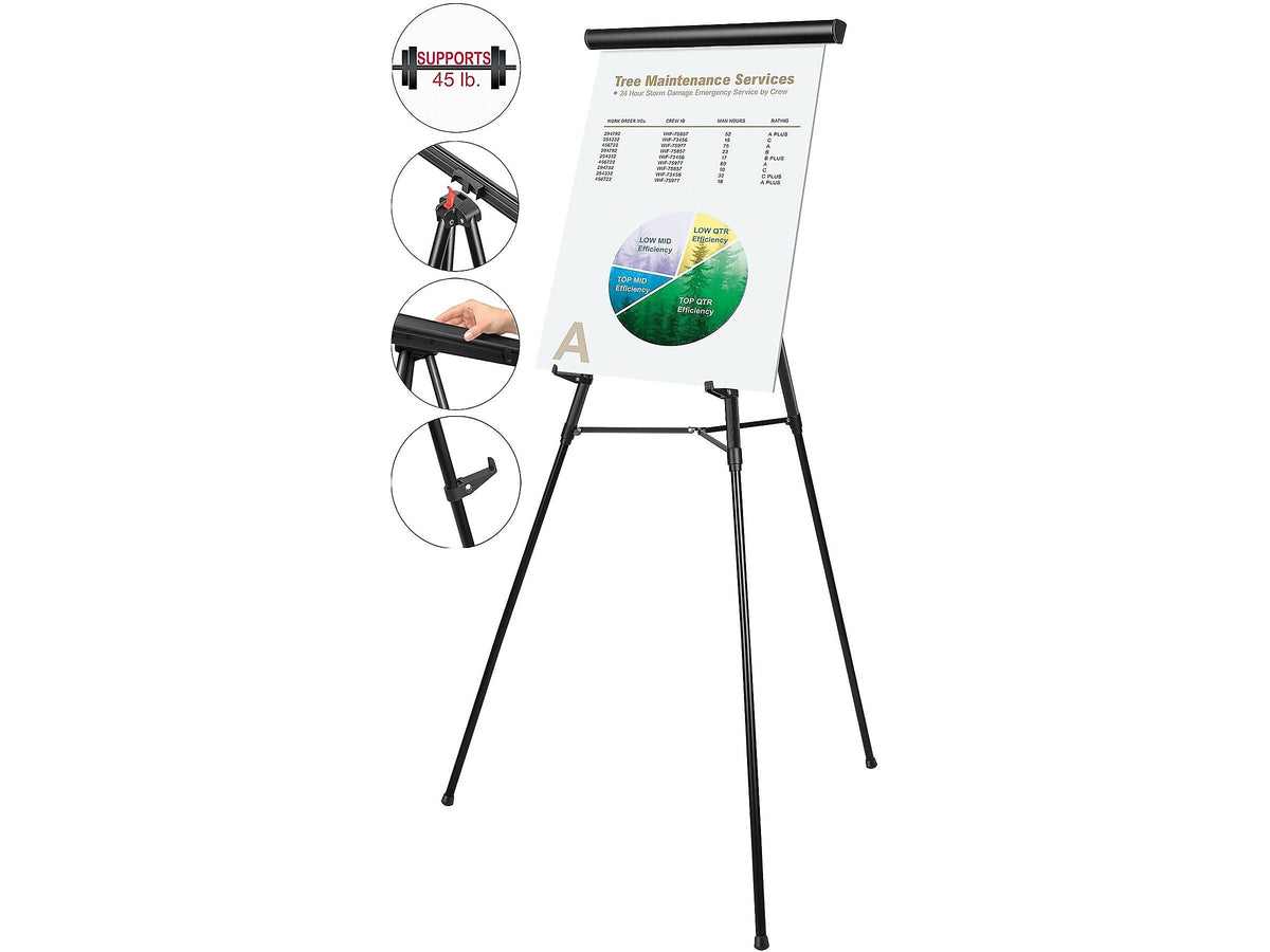 MasterVision Display Easel, 69", Black Aluminum