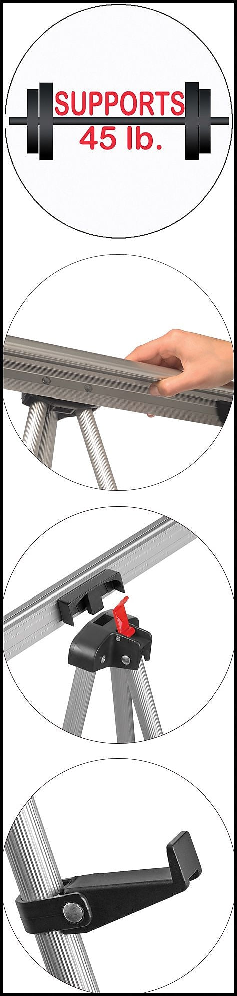 Mastervision Heavy-Duty Display Easel, Silver Aluminum, 36