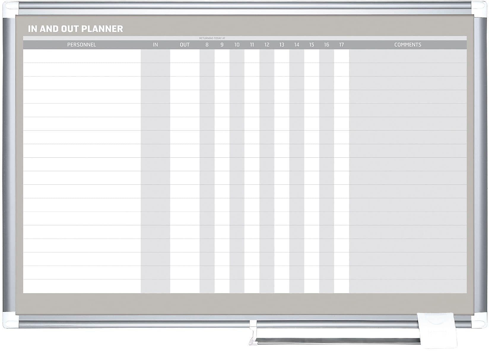 MasterVision In-Out Magnetic Dry-Erase Board, Silver Frame, 24