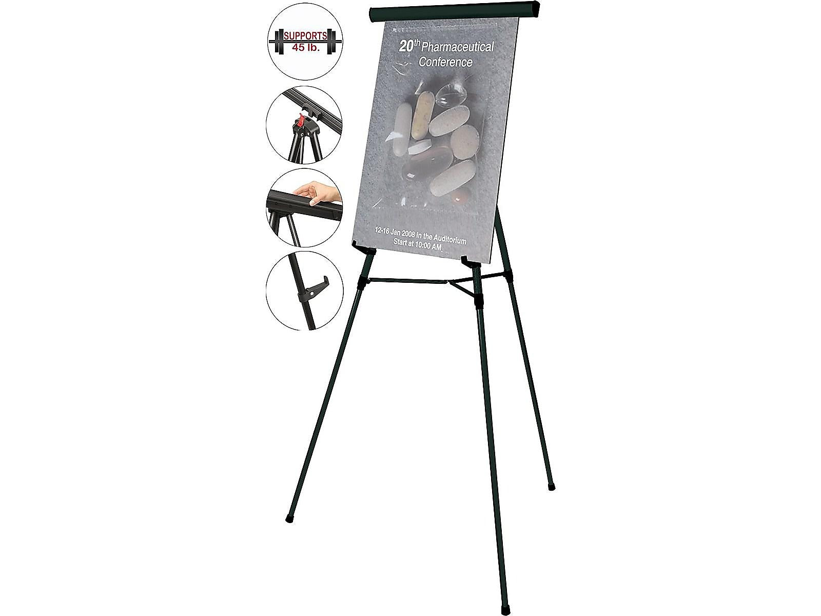 MasterVision Lightweight Display Easel, 63", Black Aluminum