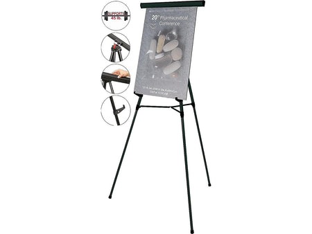 MasterVision Lightweight Display Easel, 63", Black Aluminum