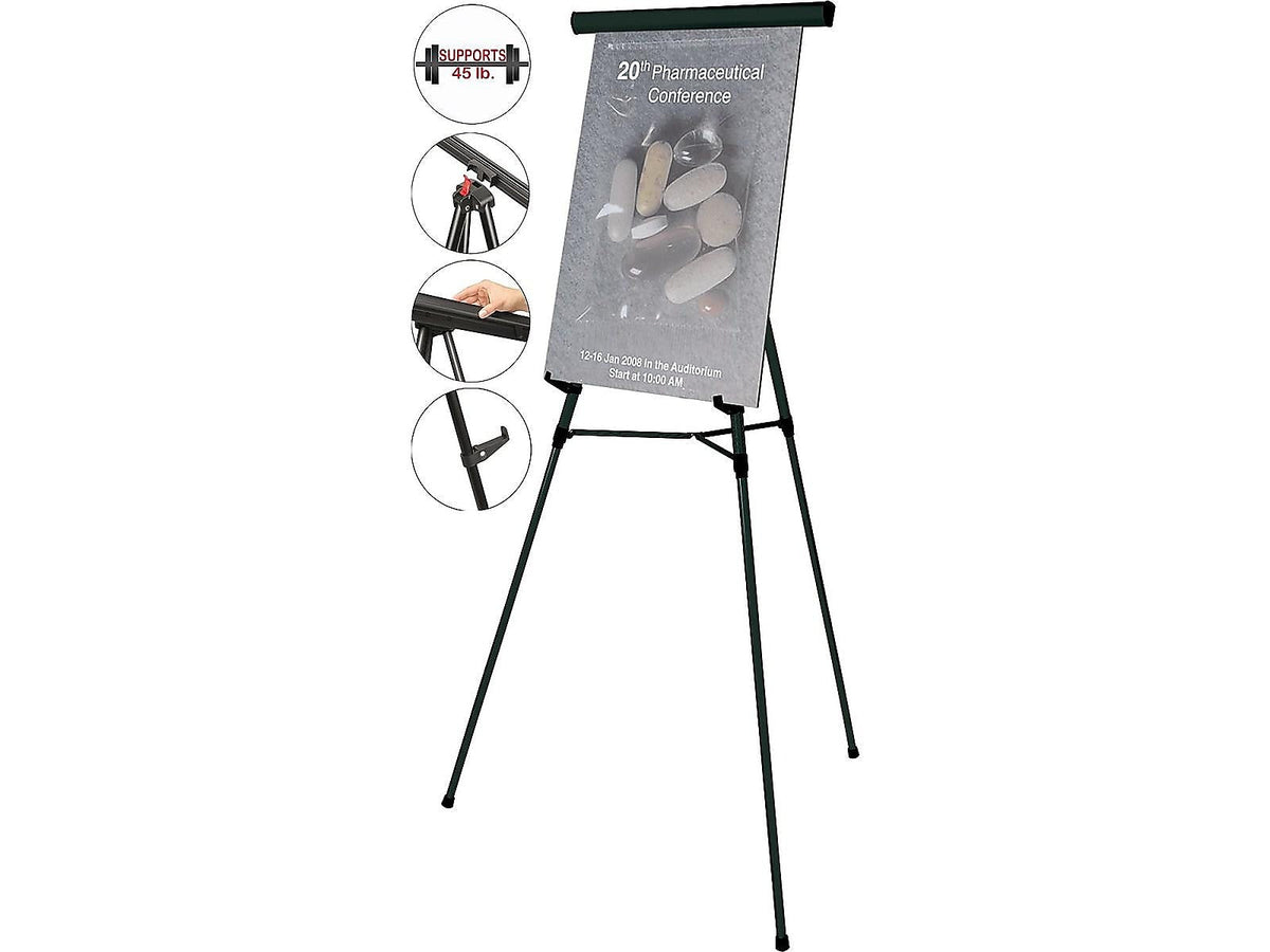 MasterVision Lightweight Display Easel, 63", Black Aluminum