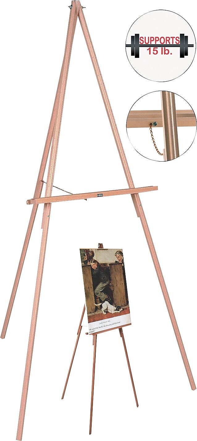 MasterVision Oak Display Tripod Easel, Oak