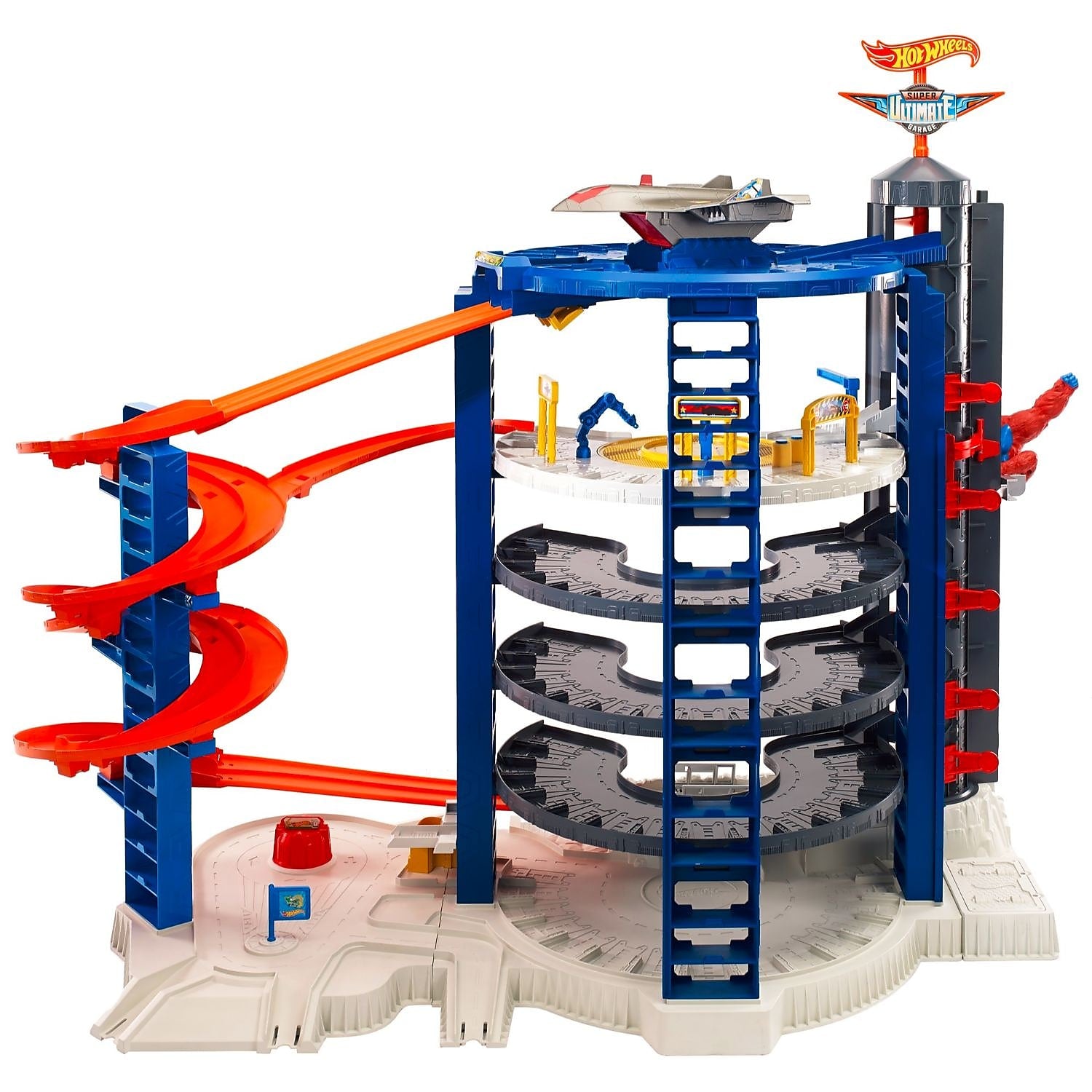 Mattel Hot Wheels Super Ultimate Garage Play Set 4 Cars and 1 Jet Plane, Blue, 5 years and up