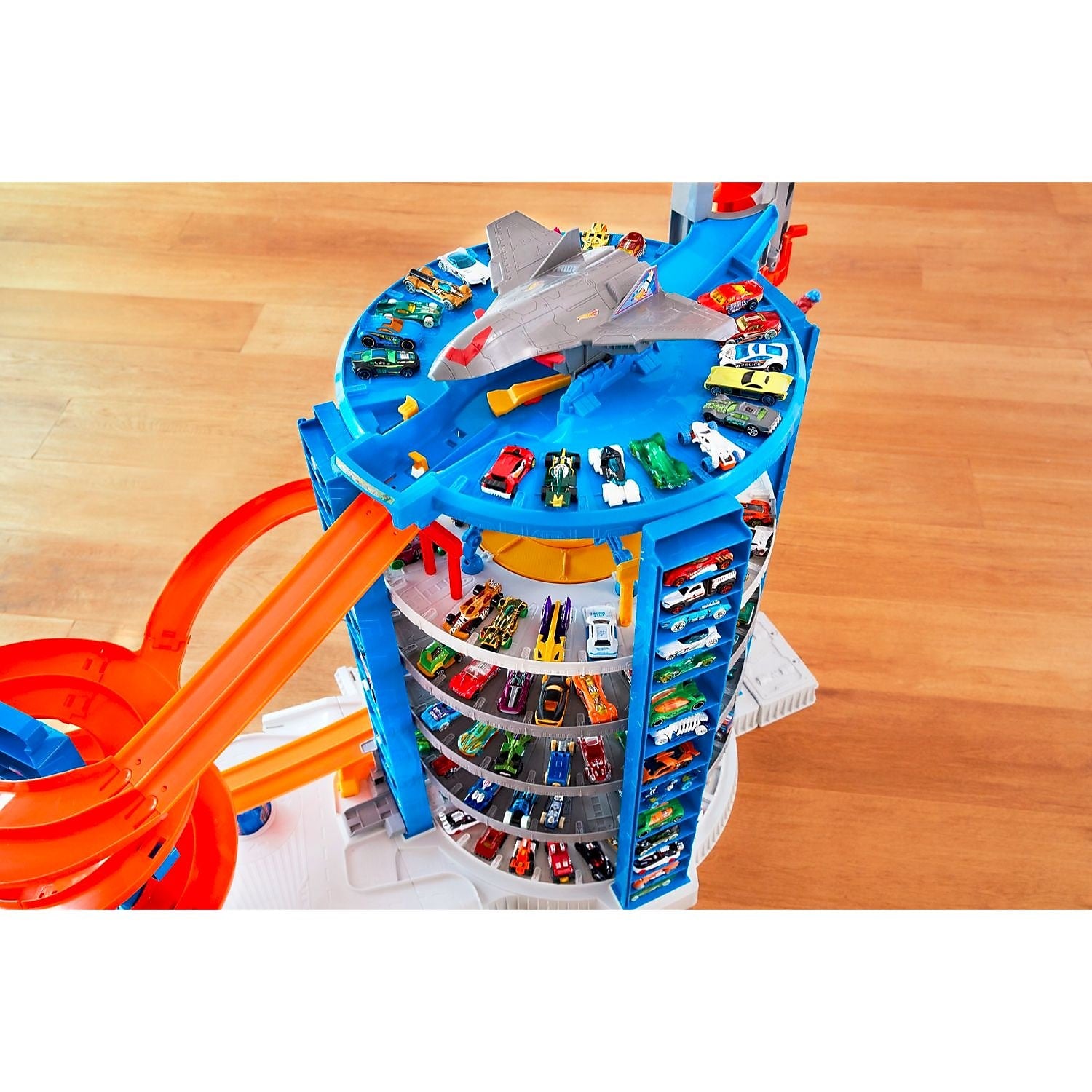 Mattel Hot Wheels Super Ultimate Garage Play Set 4 Cars and 1 Jet Plane, Blue, 5 years and up