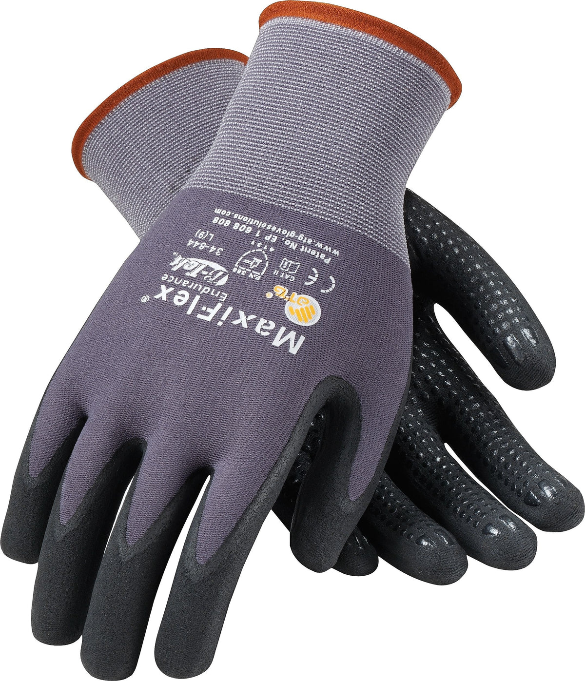 MaxiFlex Endurance Seamless Knit Nylon Glove, Nitrile Coated, Gray/Black, Large, 12 Pairs