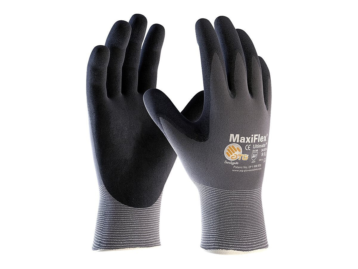 MaxiFlex Endurance Seamless Knit Nylon Glove, Nitrile Coated, Gray/Black, Large, 12 Pairs