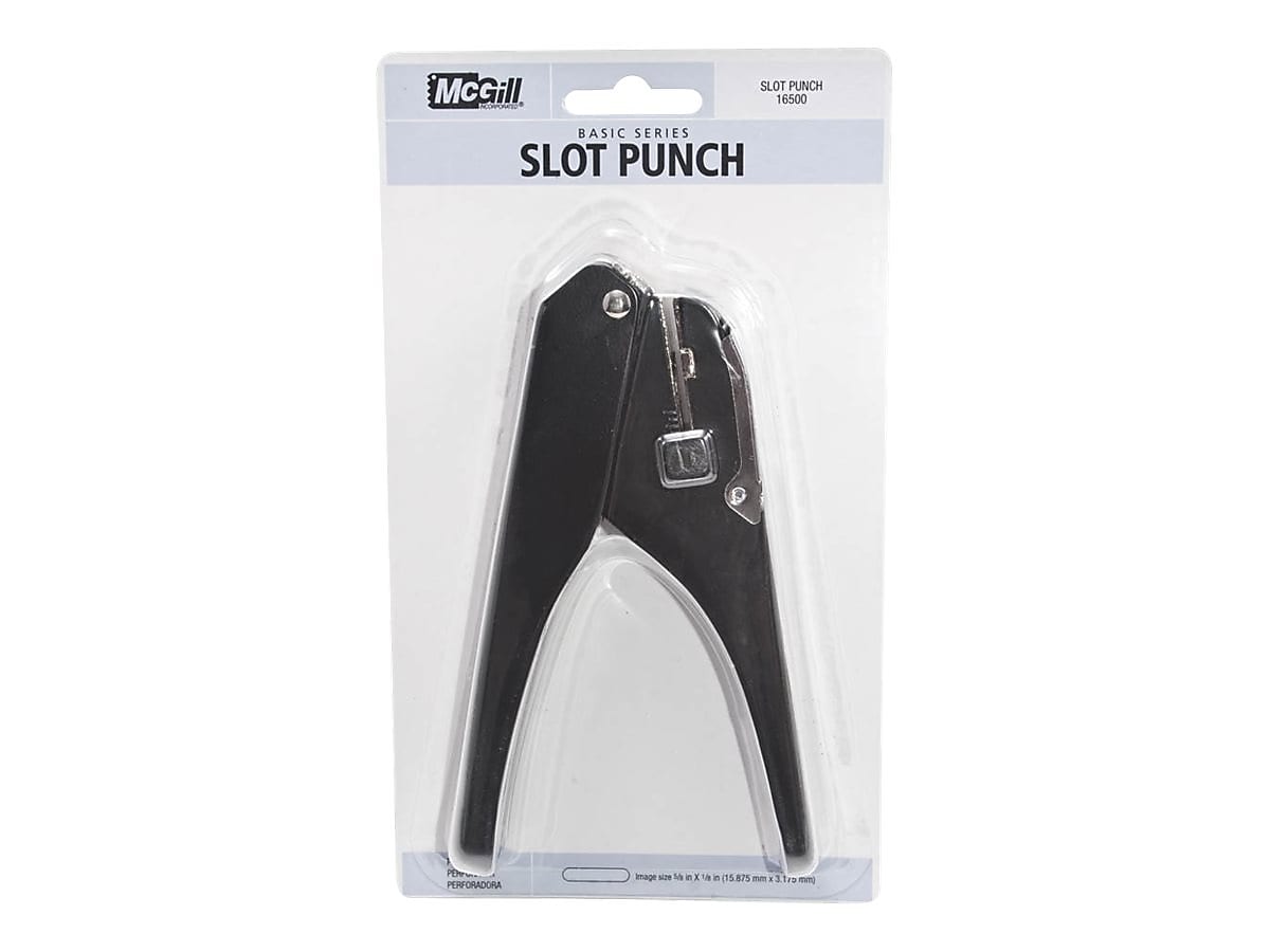 McGill Badge/Slot 1-Hole Punch, 1 Sheet Capacity, Black/Chrome