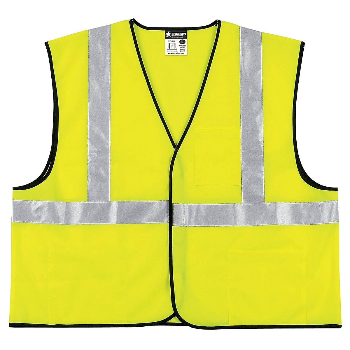 MCR Safety Economy Safety Vest, ANSI Class R2, Lime, 2XL, 1 Each