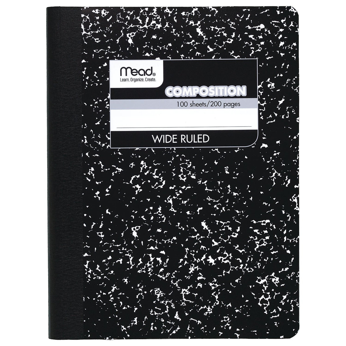 Mead 1-Subject Composition Notebooks, 9.75" x 7.5", Wide Ruled, 100 Sheets, Black