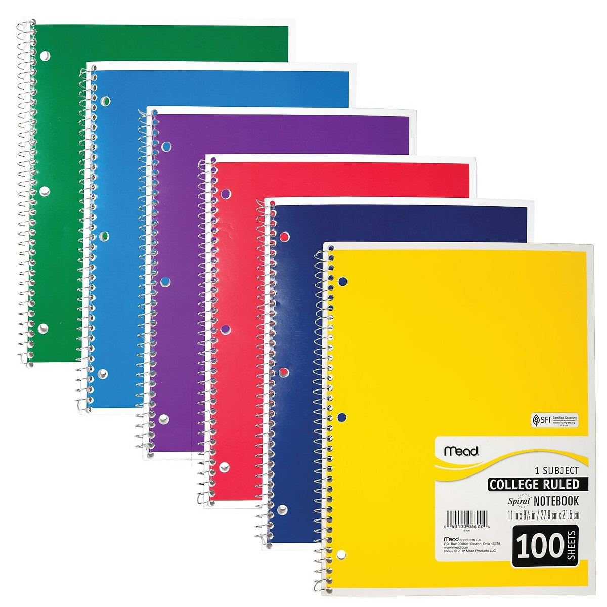 Mead 1-Subject Notebooks, 8" x 11", College Ruled, 100 Sheets, Each
