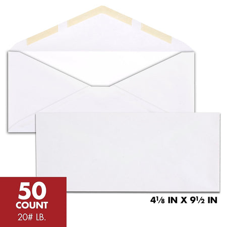 Mead #10 Business Envelopes, 4-1/8" x 9-1/2", White, 50/Pack