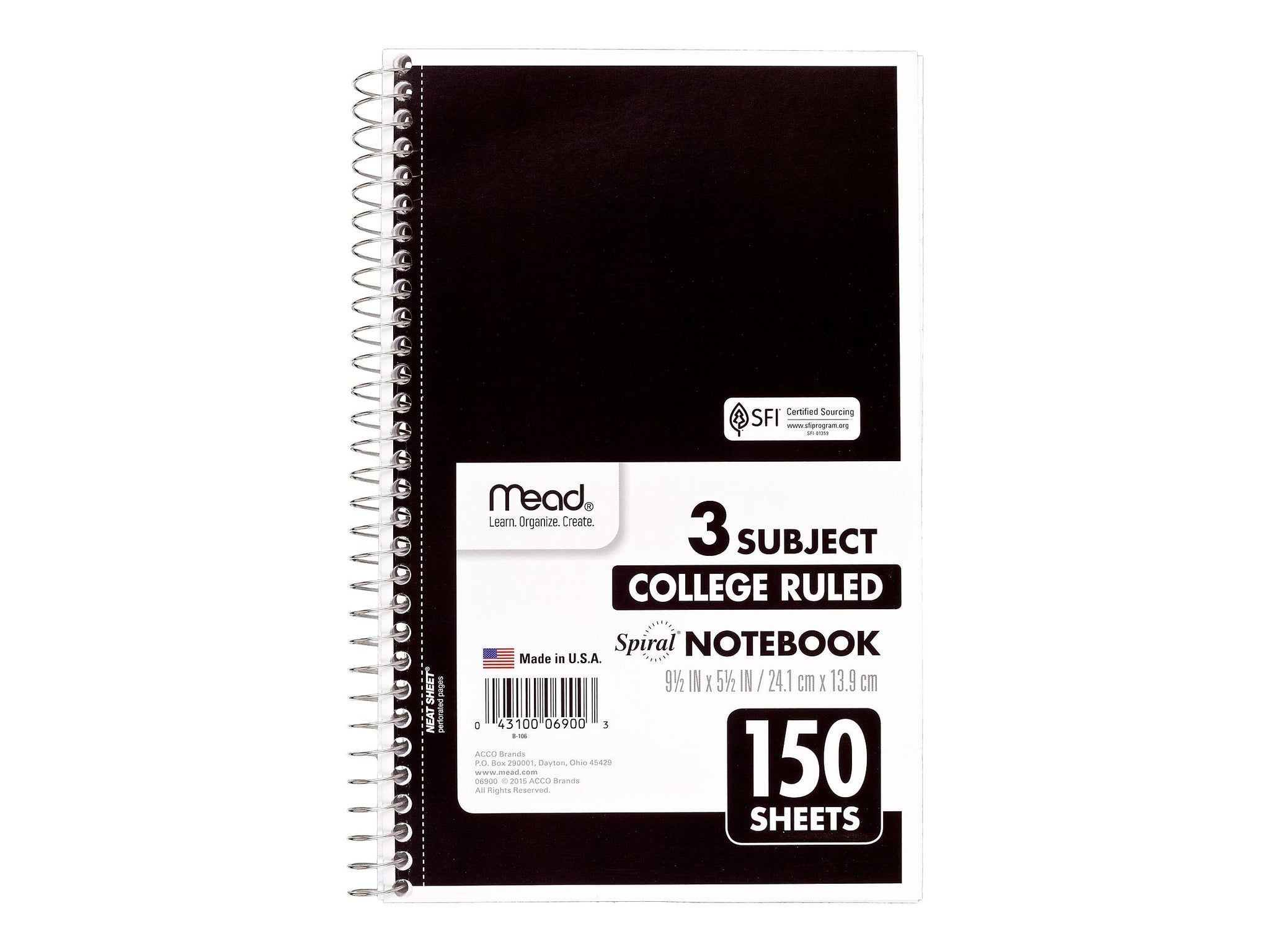 Mead 3-Subject Notebooks, 6