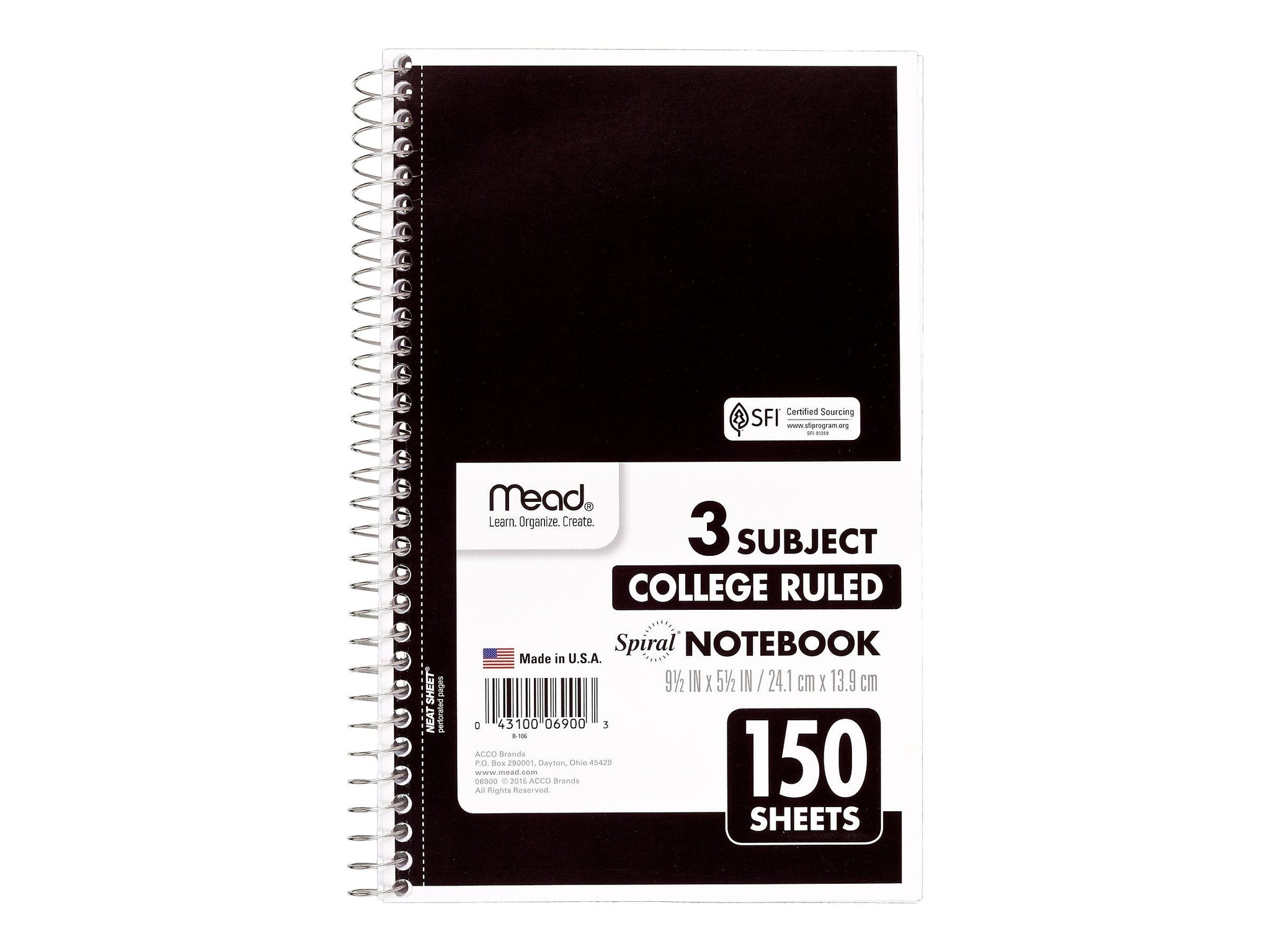 Mead 3-Subject Notebooks, 6