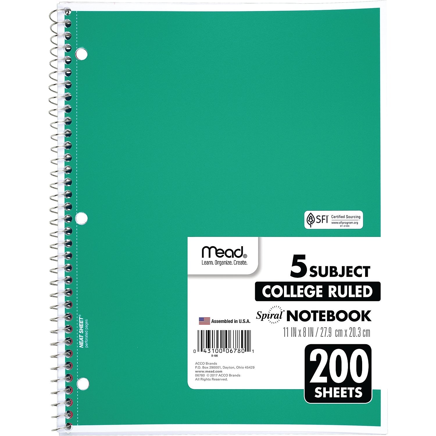 Mead 5-Subject Notebook, 8.5