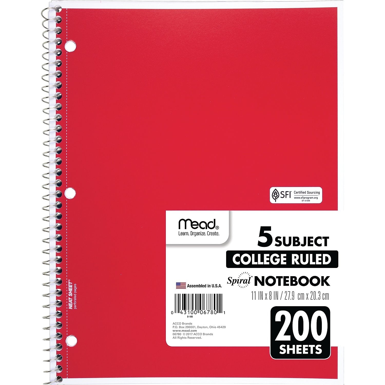 Mead 5-Subject Notebook, 8.5