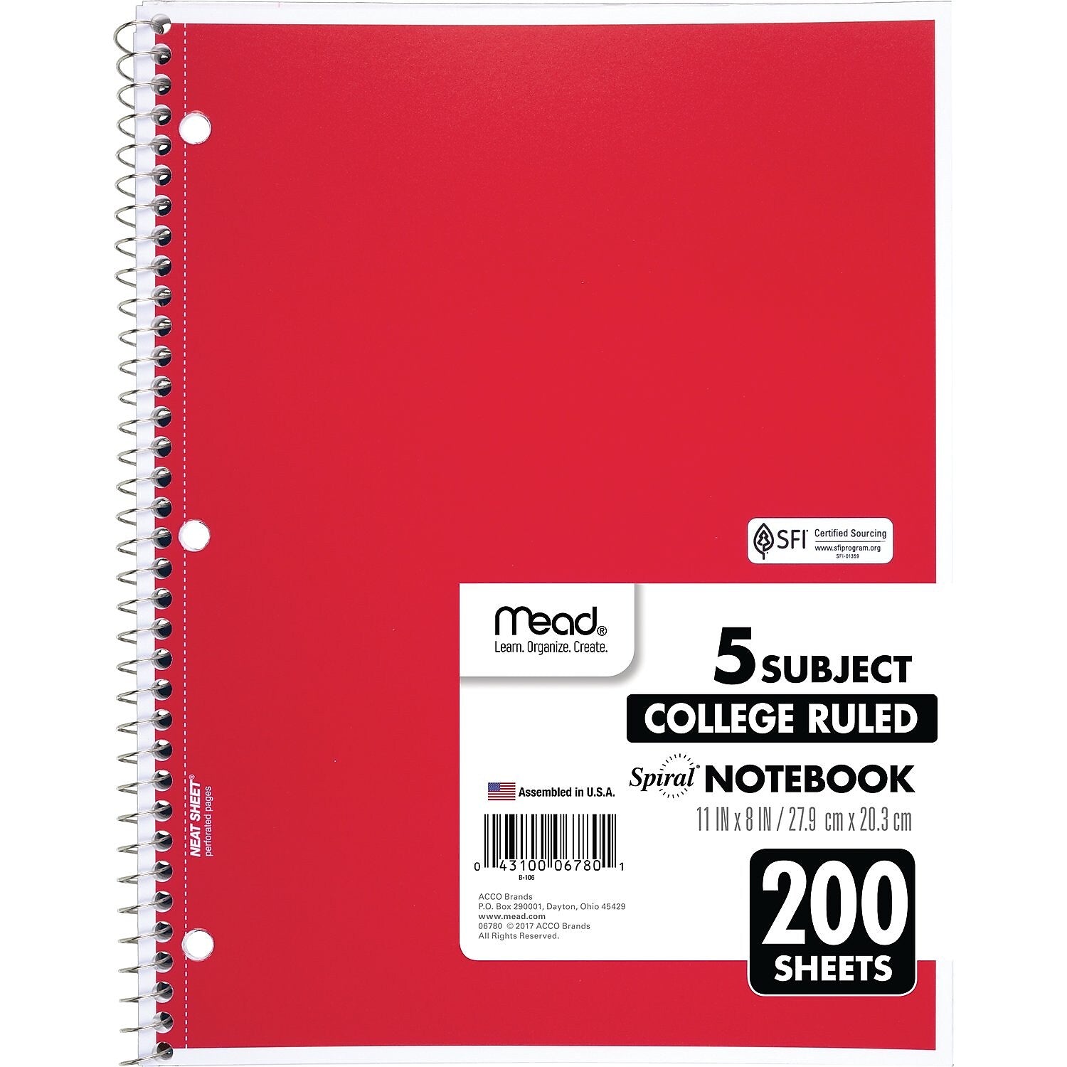 Mead 5-Subject Notebook, 8.5