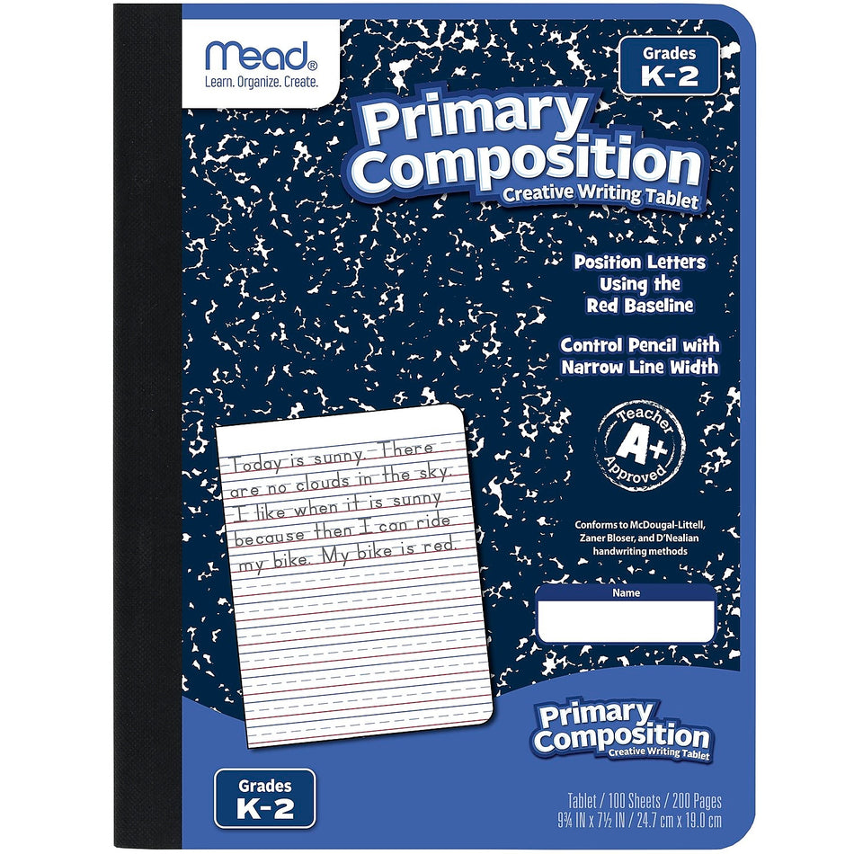 Mead Grades K-2 Primary Composition Notebook, 100 Sheets, Blue