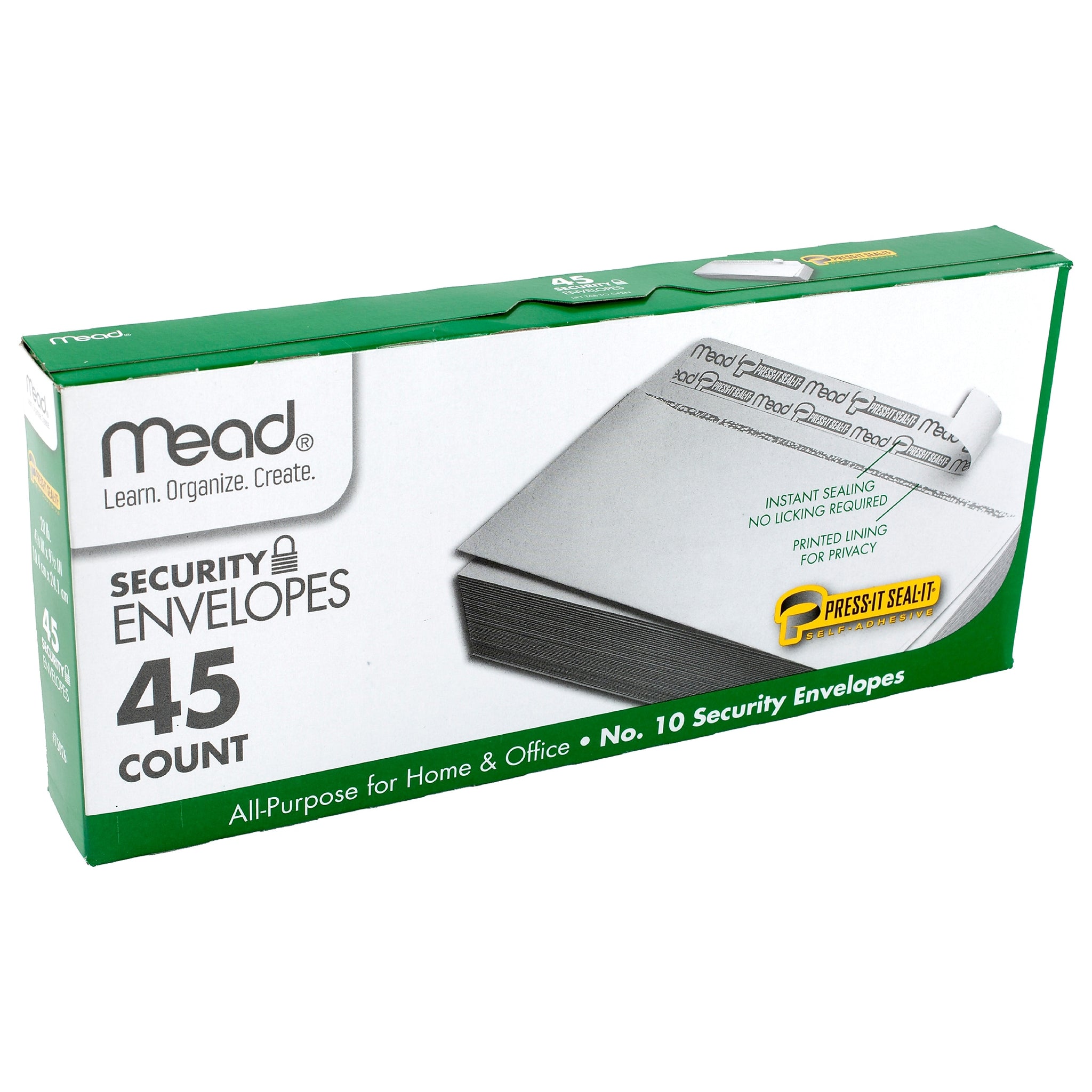 Mead Press It Seal It #10 Security Envelopes, 4 1/8