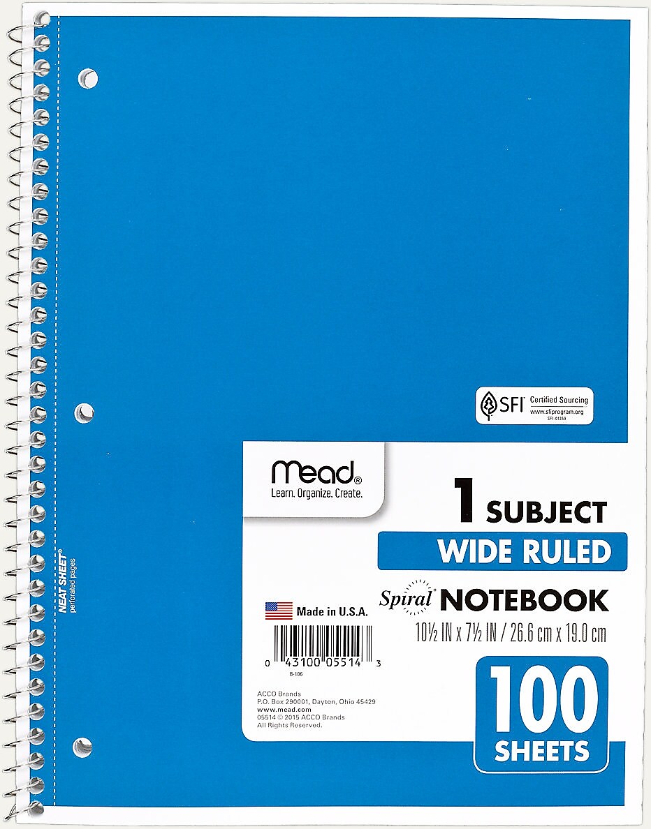Mead Spiral 1-Subject Notebook, 8