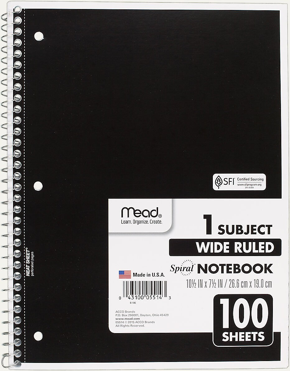 Mead Spiral 1-Subject Notebook, 8