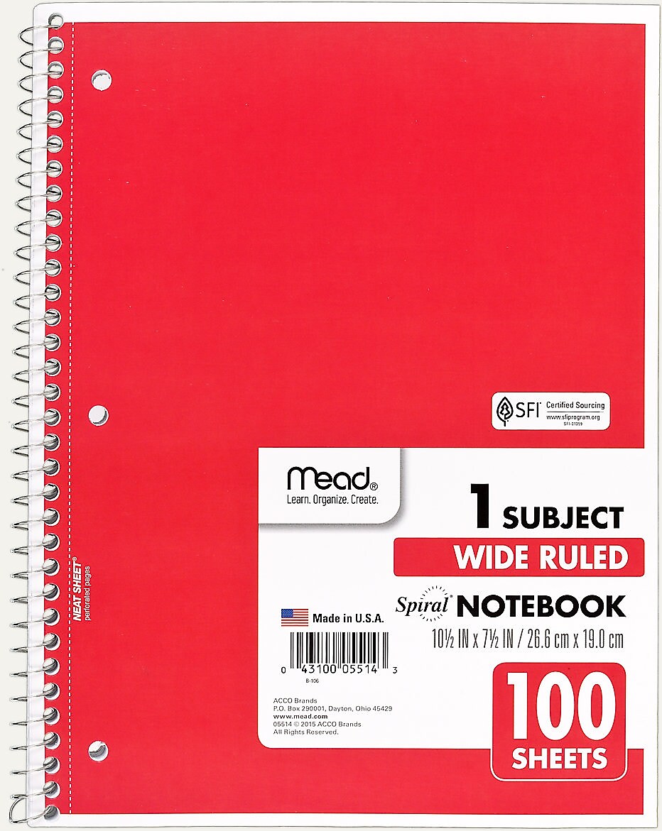 Mead Spiral 1-Subject Notebook, 8