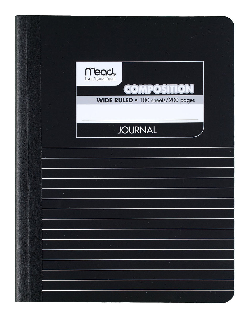 Mead Square Deal 1-Subject Composition Notebooks, 7.5" x 9.75", Wide Ruled, 100 Sheets, Black