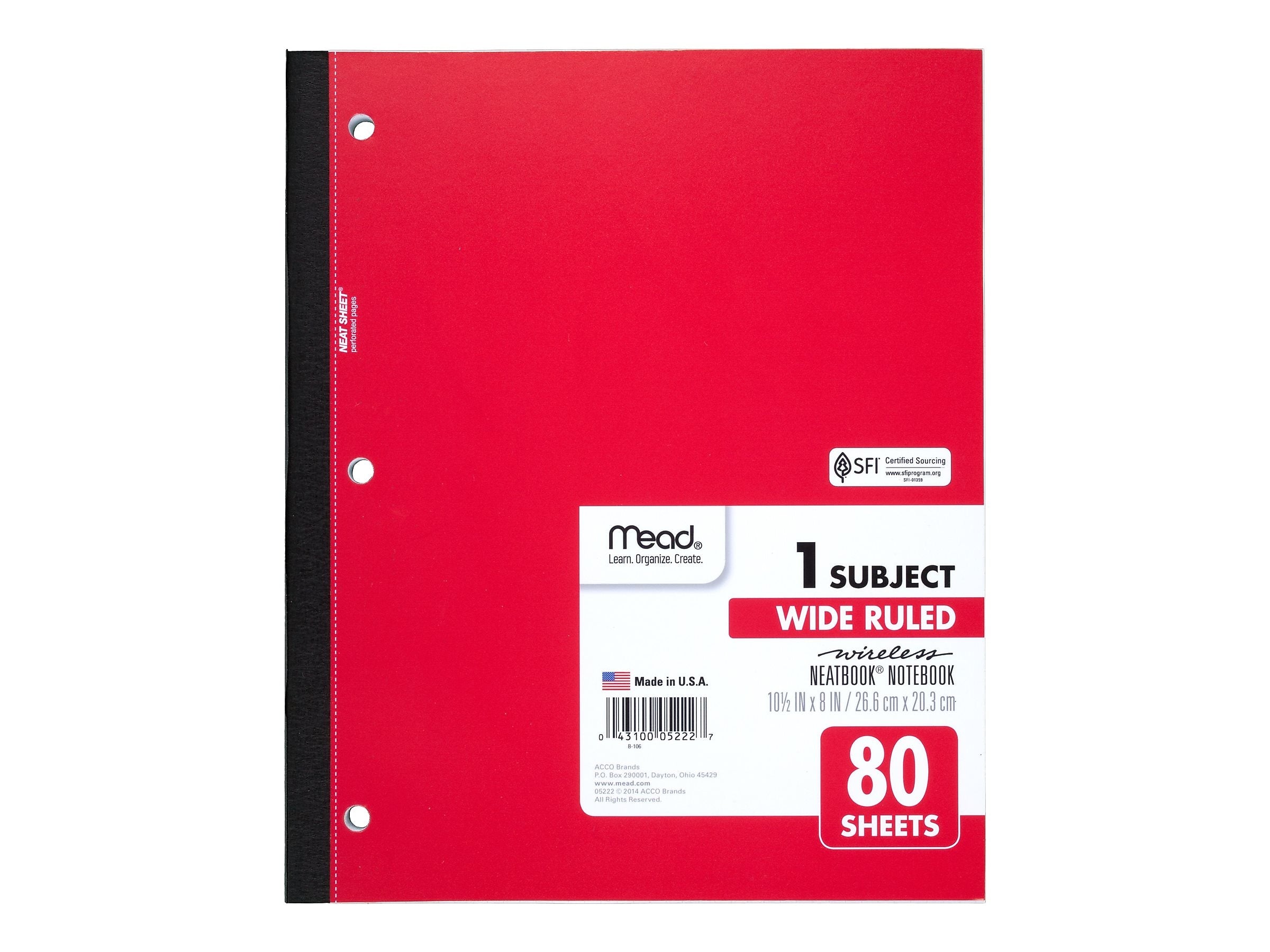 Mead Wireless Neatbook 1-Subject Notebooks, 8