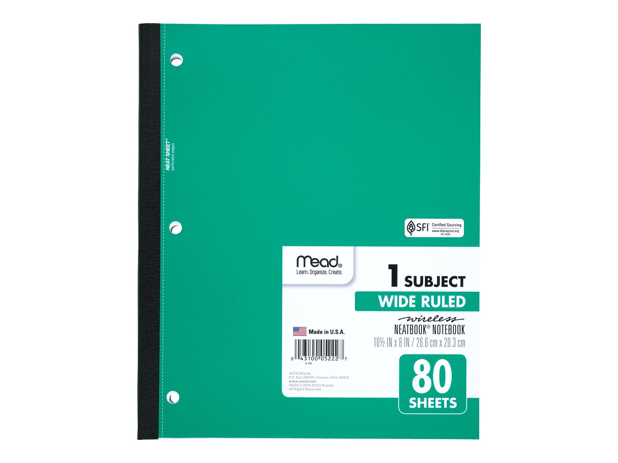 Mead Wireless Neatbook 1-Subject Notebooks, 8