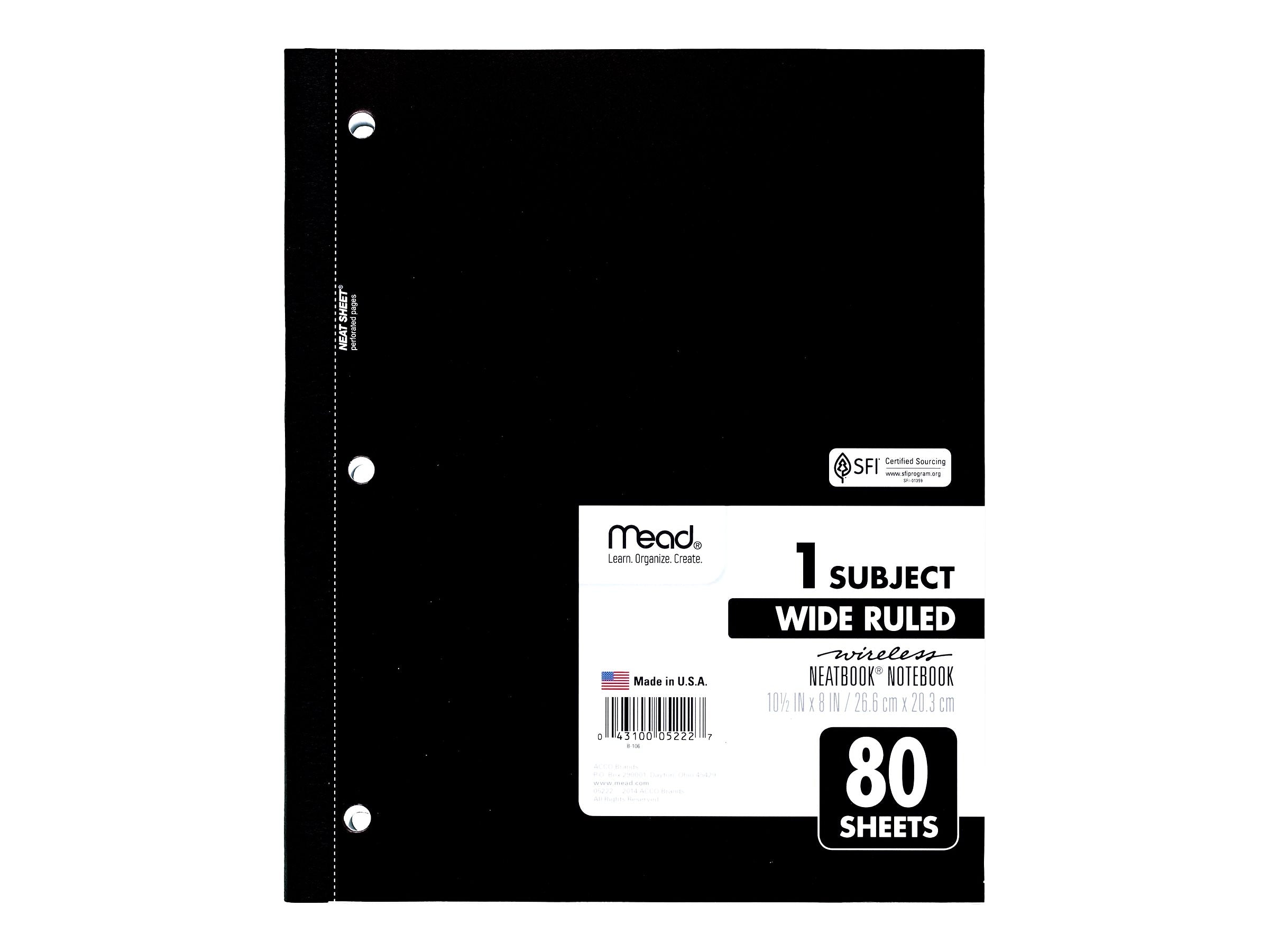 Mead Wireless Neatbook 1-Subject Notebooks, 8