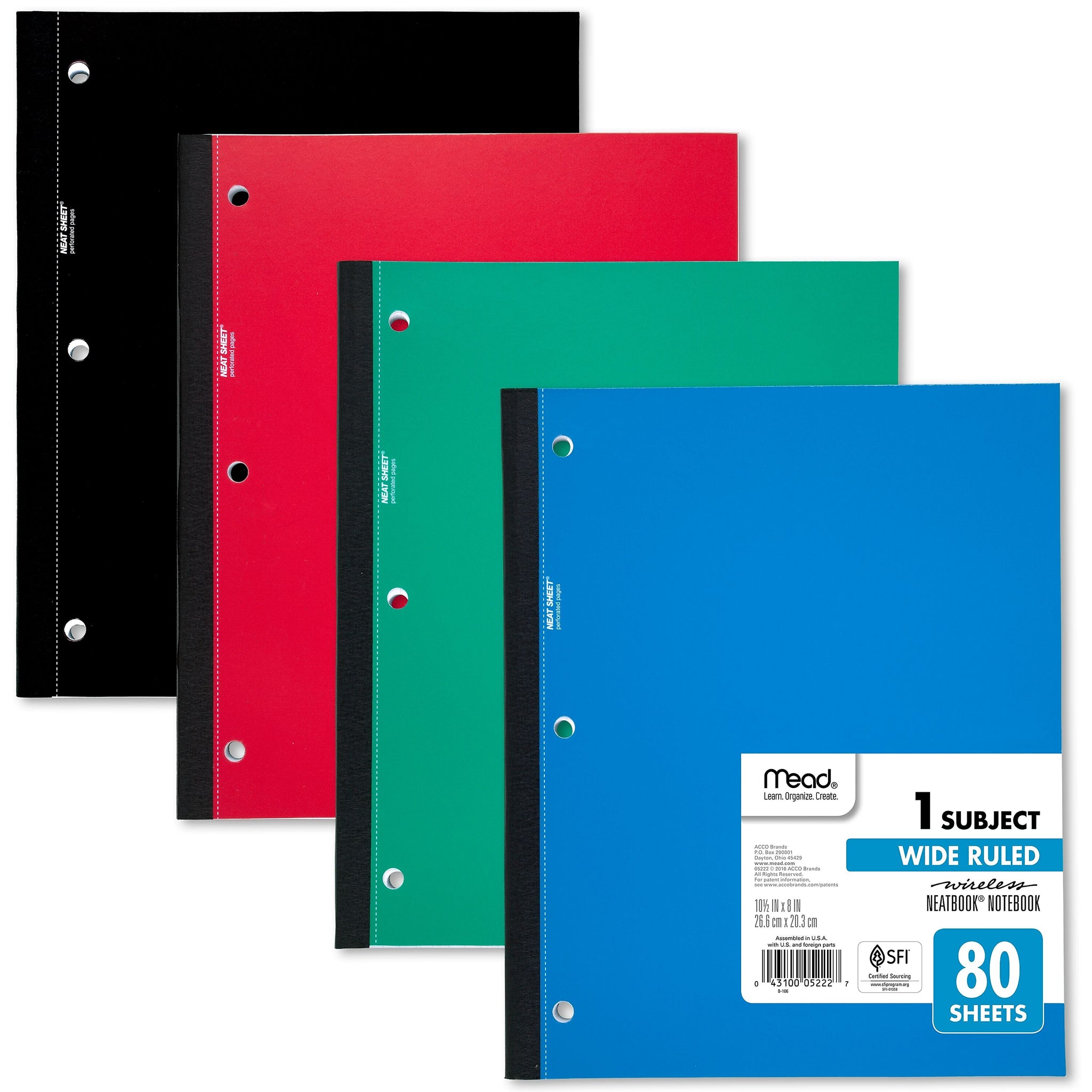 Mead Wireless Neatbook 1-Subject Notebooks, 8