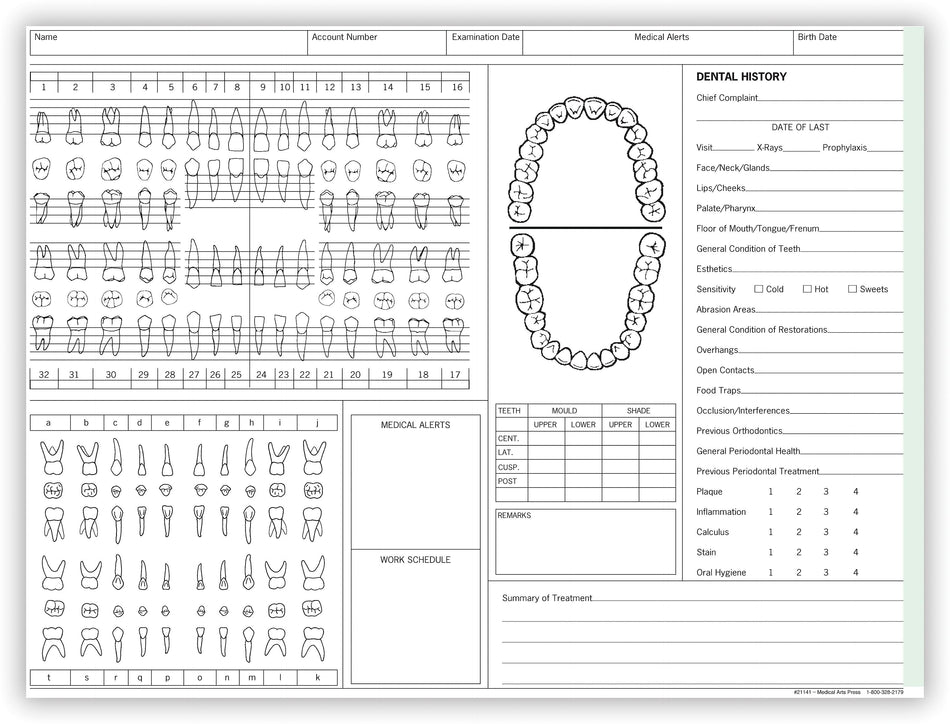 Medical Arts Press® Dental Chart, Account Record, Green