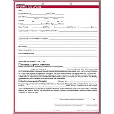 Medical Arts Press® Dental Chart Forms For Adult Patients; Information Update