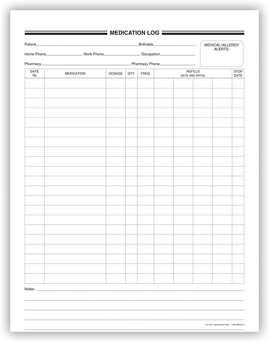 Medical File Log Medical Arts Press® Medication Log – Personal Touch Cleaning and Supply ...
