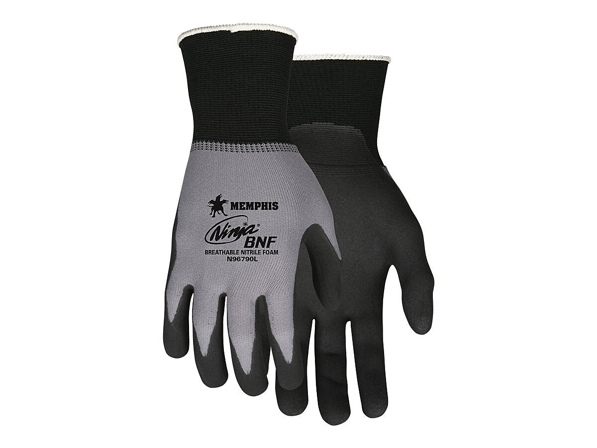 Memphis Glove Ninja Nitrile Gloves, Gray/Black, 12 Pairs/Pack