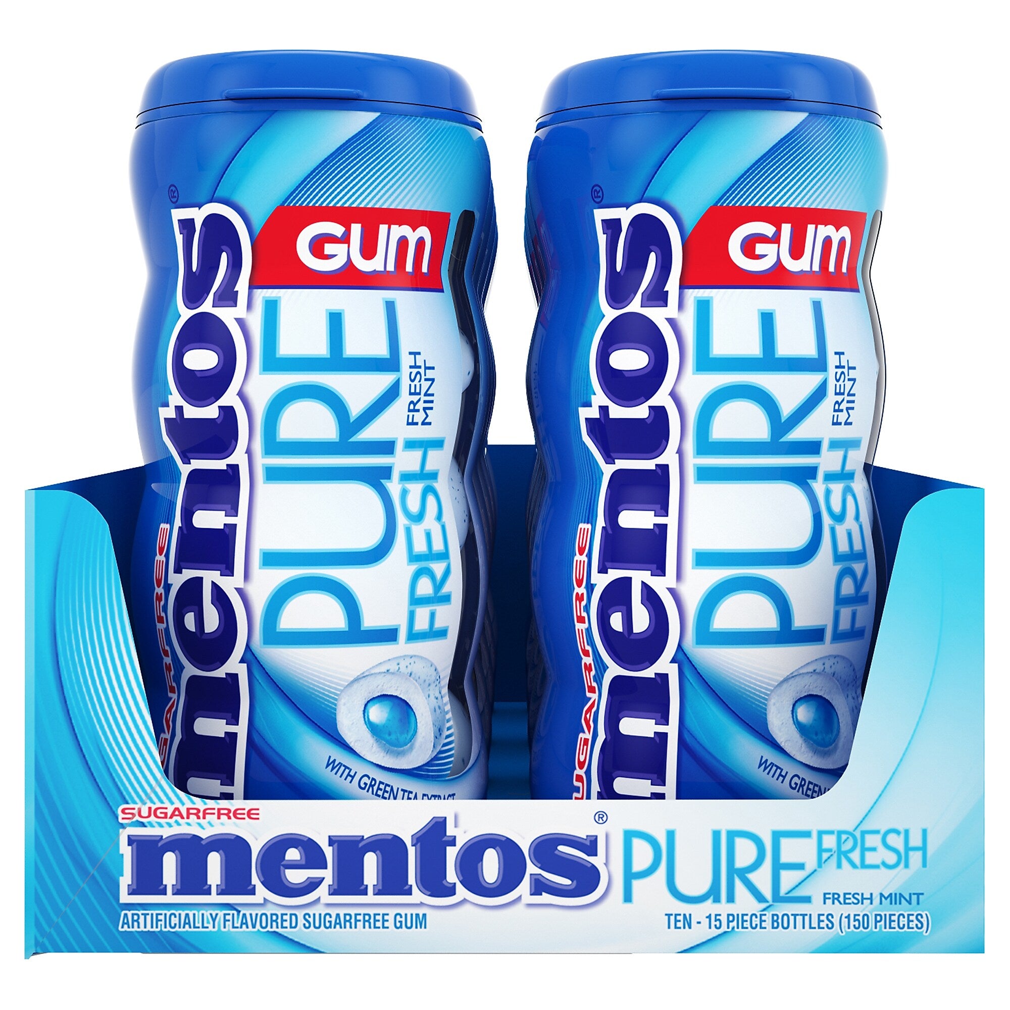 Mentos Pure Fresh Sugar Free Gum, Mint, 10/Box