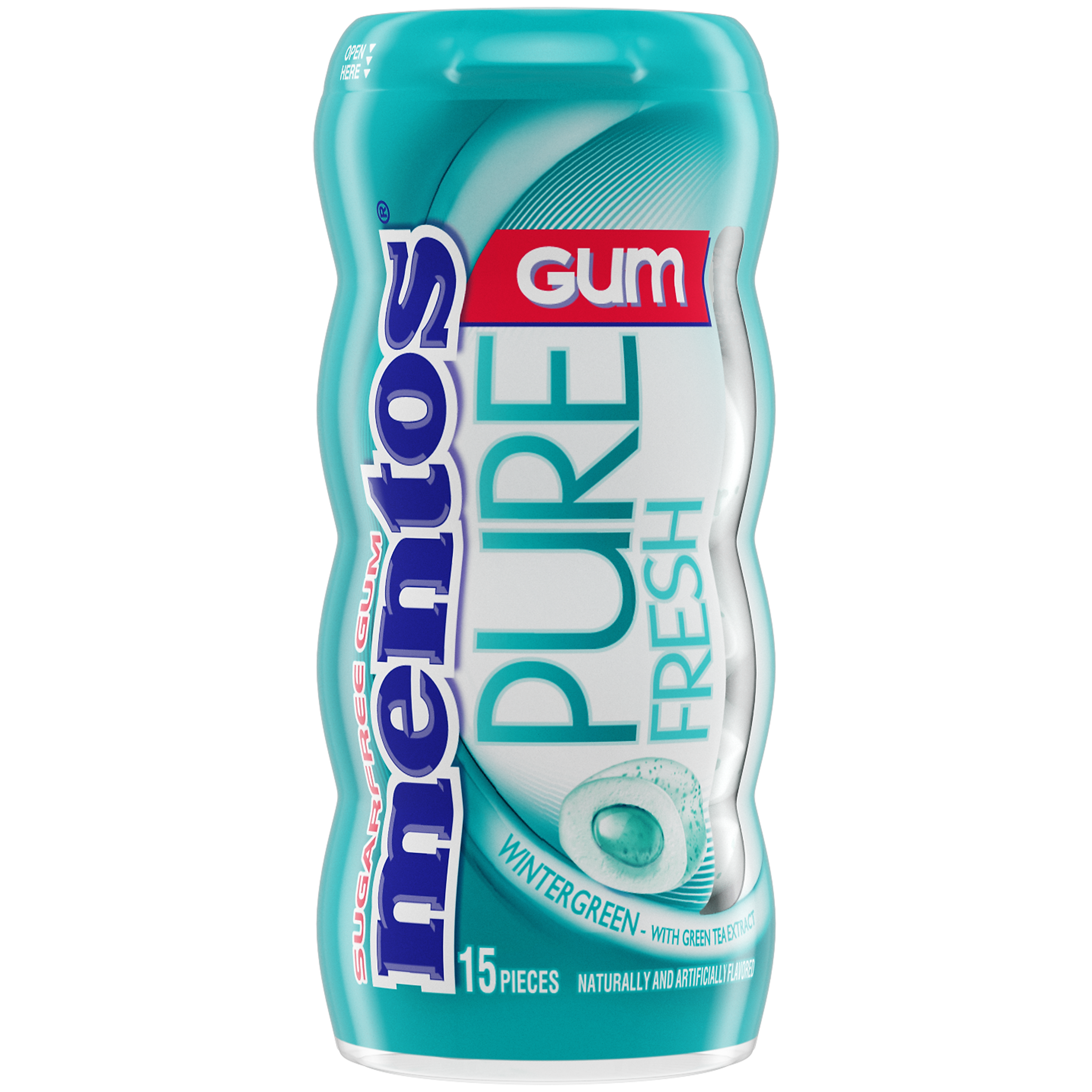 Mentos Pure Fresh Sugar Free Gum, Wintergreen, 10/Box