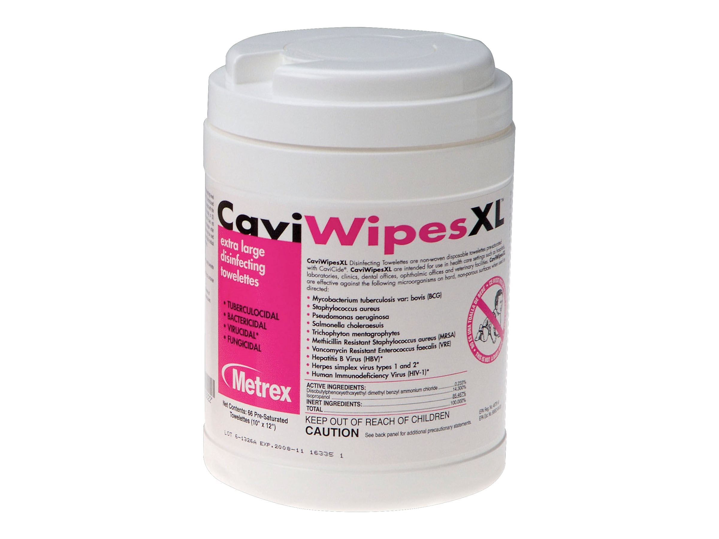 Metrex CaviWipesXL Disinfecting Wipes, 66 Wipes/Container