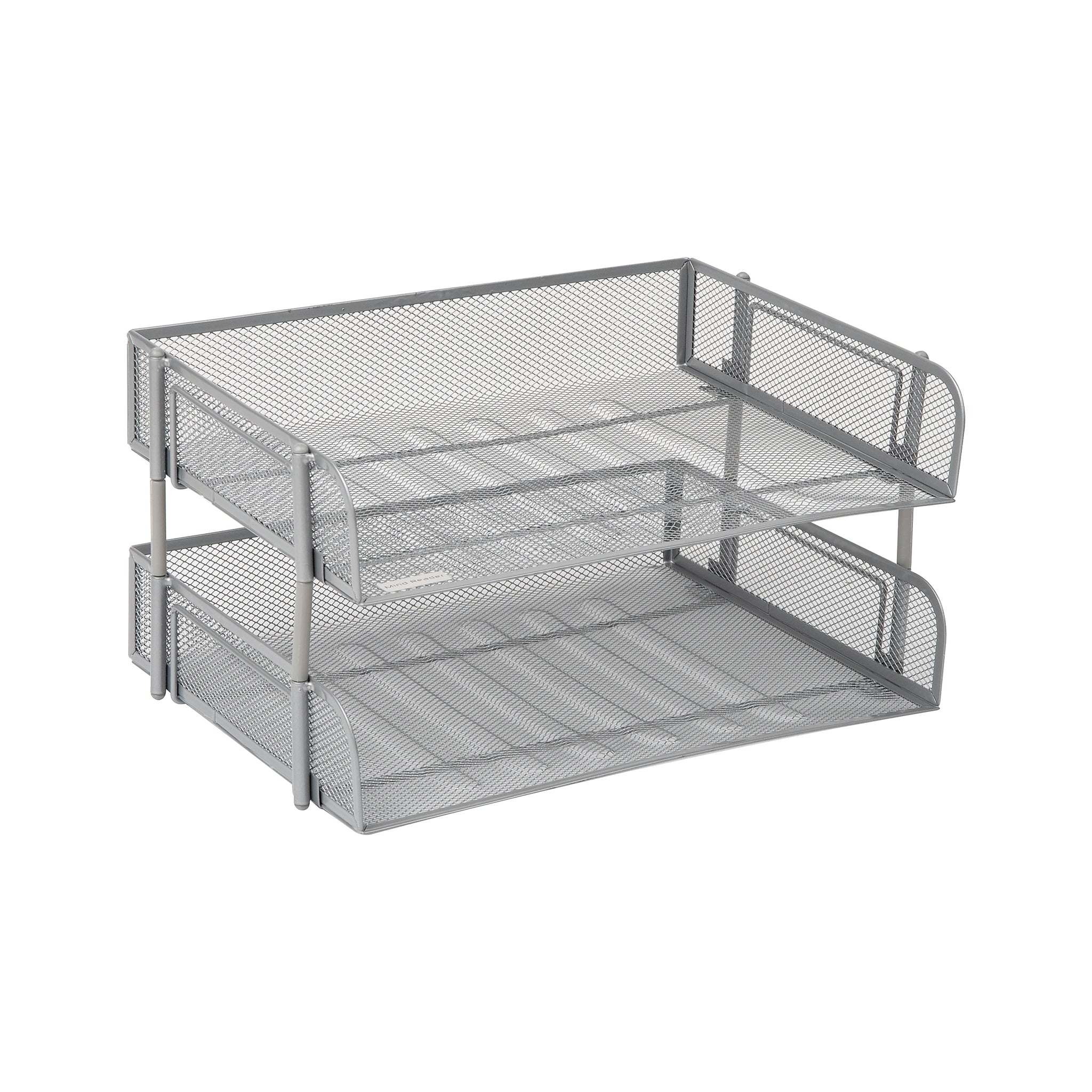 Mind Reader 2-Tier Stackable Paper Desk Tray, File Storage, Metal, Silver, 2/Pack