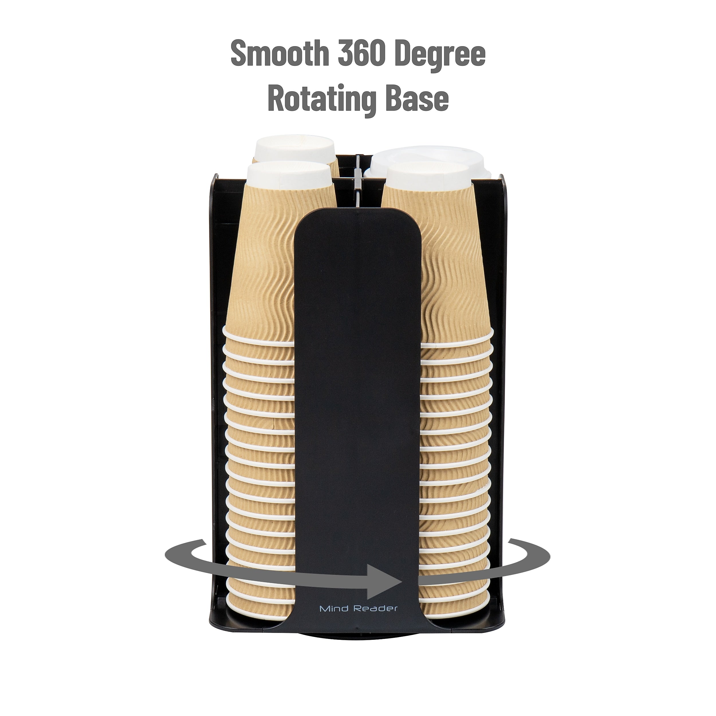 Mind Reader 4-Compartment Cup and Lid Carousel Coffee Countertop Organizer, Black