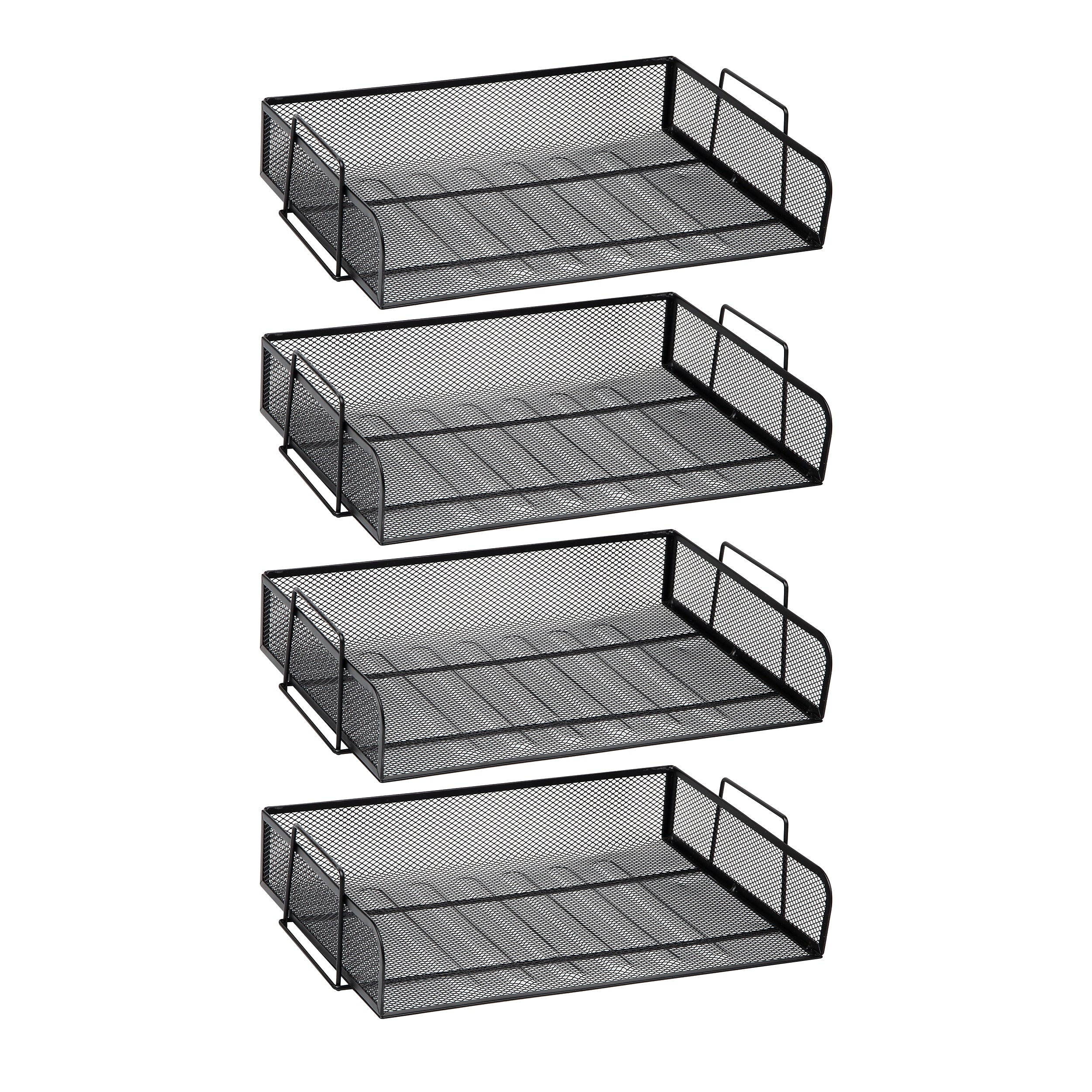 Mind Reader 4-Tier Stackable Paper Desk Tray Organizer, Metal, 4/Pack