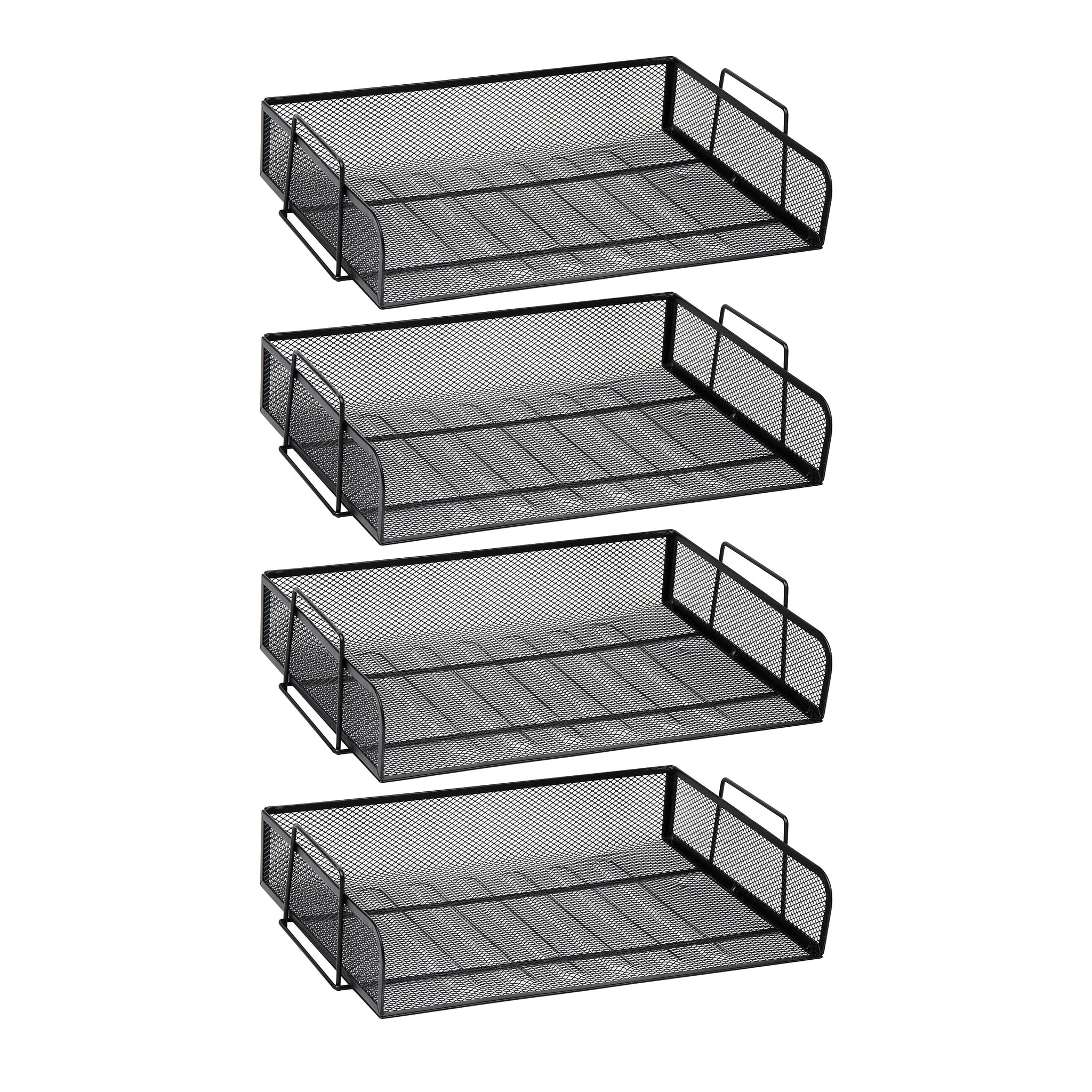Mind Reader 4-Tier Stackable Paper Desk Tray Organizer, Metal, 4/Pack