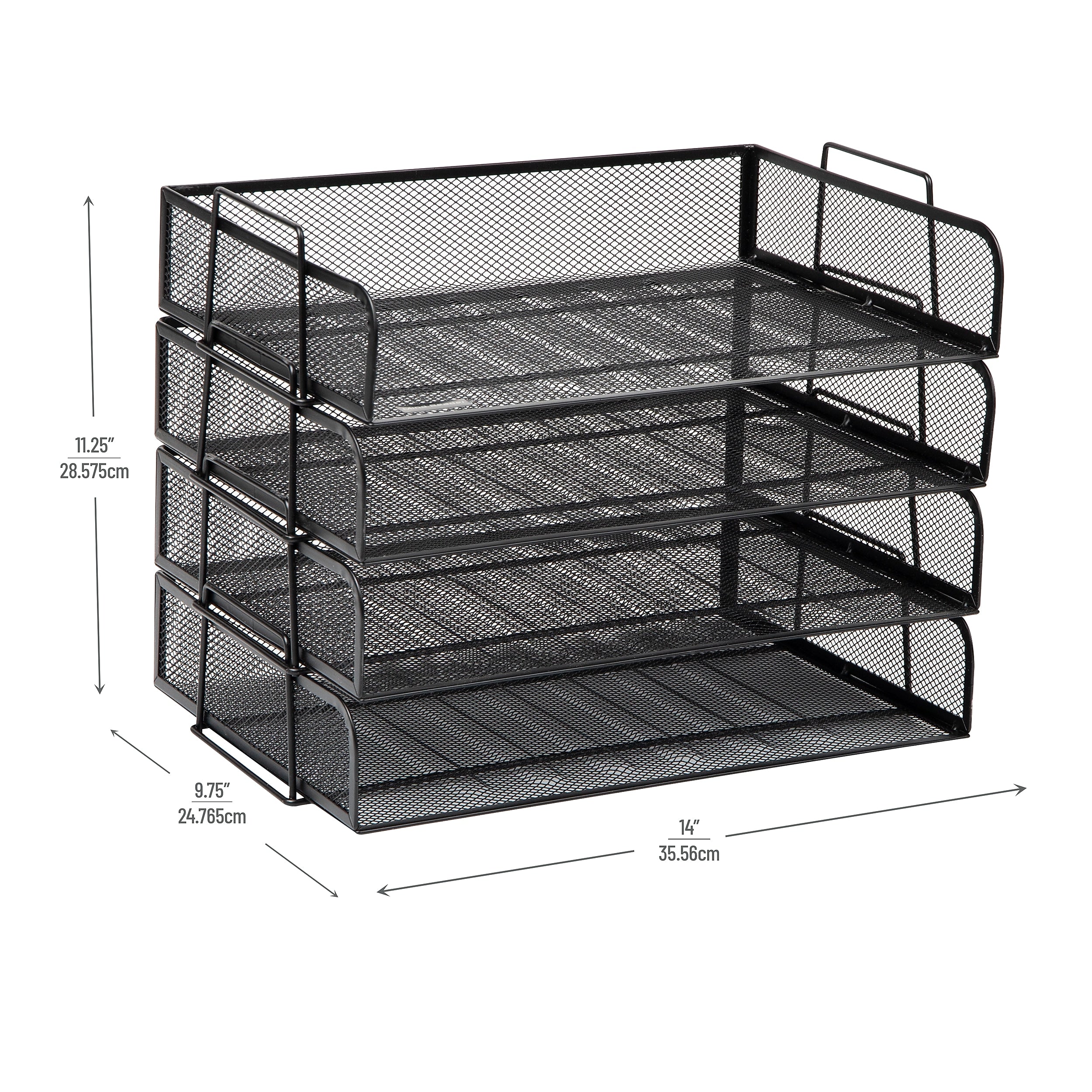 Mind Reader 4-Tier Stackable Paper Desk Tray Organizer, Metal, 4/Pack
