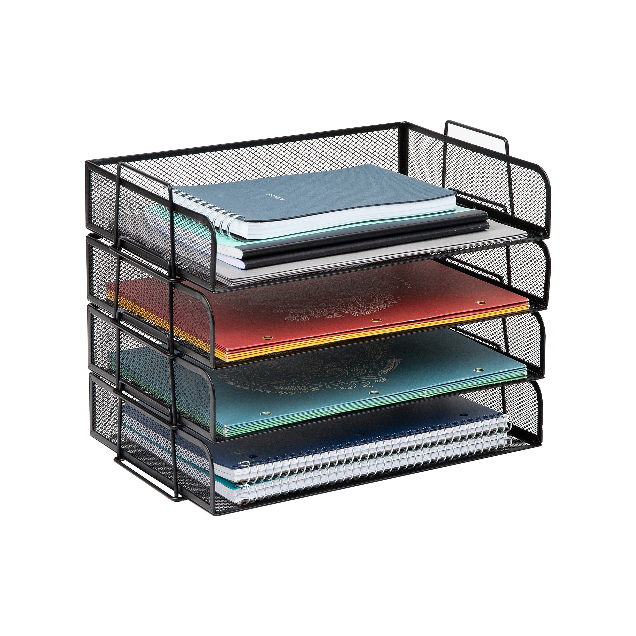 Mind Reader 4-Tier Stackable Paper Desk Tray Organizer, Metal, 4/Pack